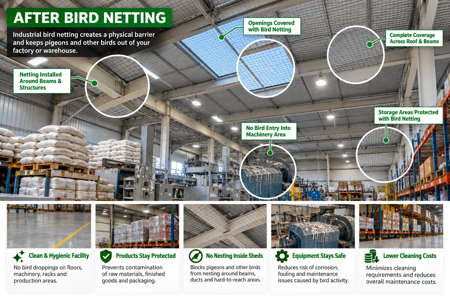 With industrial bird netting